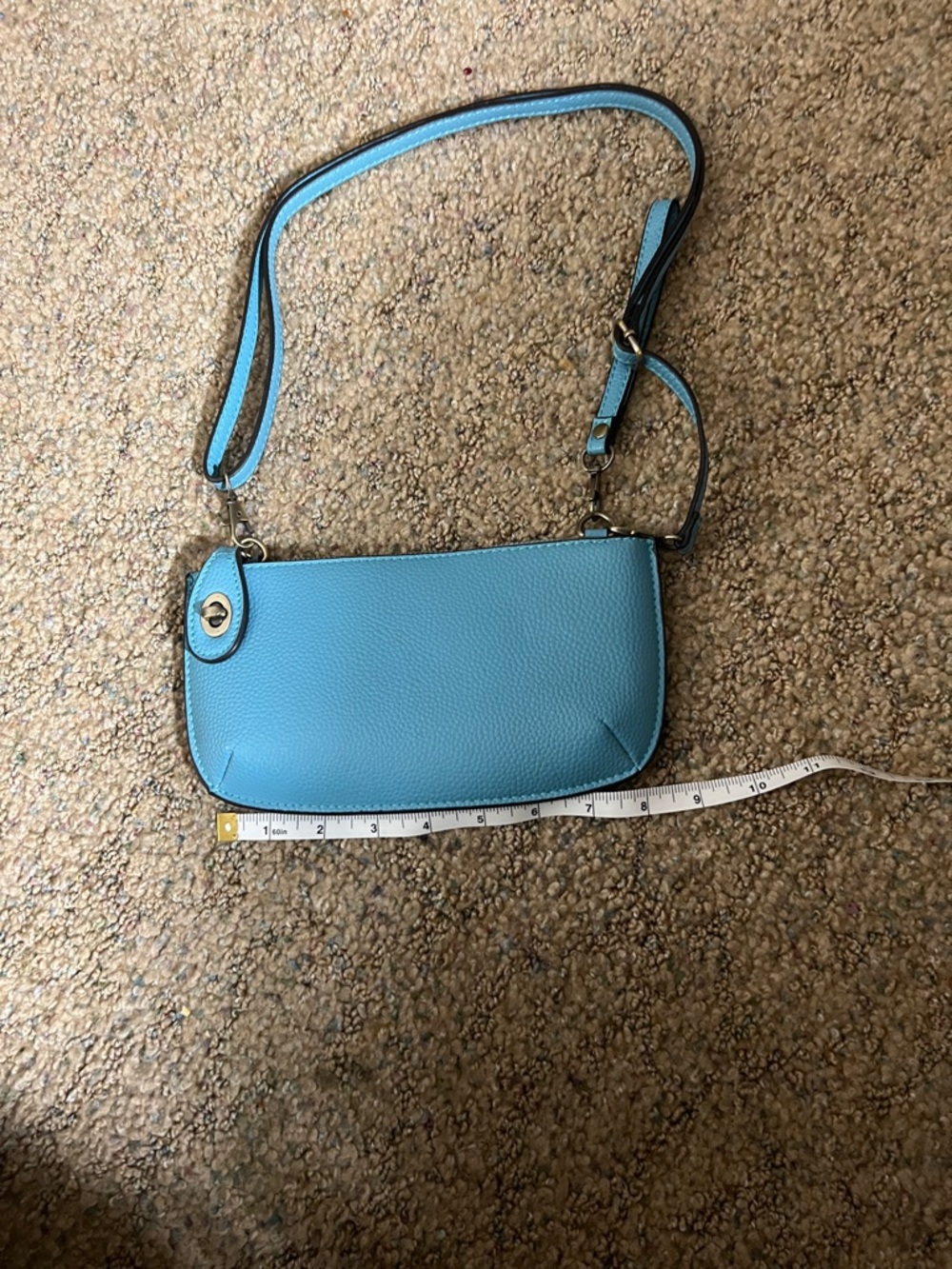 Joy Susan Sky Blue Pebbled Leather Mini Crossbody